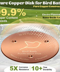 2 Pack Copper Bird Bath Disks With Triple Point Support, 1mm Thick Pure Copper Water Cleaner For Outdoor Bird Baths, displayed with features