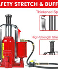 Beefy 20 Ton Bottle Jack With Manual Hand Pump And Air Hydraulic Lift For Auto And Truck Repair Heavy Duty Red Bottle Jack