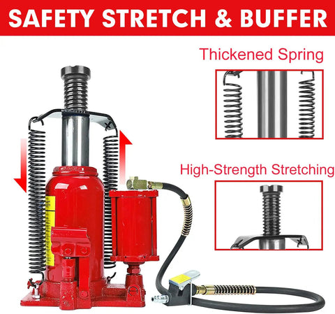 Beefy 20 Ton Bottle Jack With Manual Hand Pump And Air Hydraulic Lift For Auto And Truck Repair Heavy Duty Red Bottle Jack