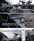Fast Slick Wireless Car Charger With Auto Clamp And 15W Max Fast Charging Car Mount in a vehicle with adjustable support arms.