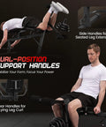 Heavy Duty Leg Extension And Curl Machine For Home Gym with dual-position support handles and ergonomic design in use