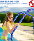 Sweet Grip Eight Foot Inground Pool Railing Cover With Rad Flamingo Palm Design Slip Resistant Handrail Grip Blue, anti-slip design in use.