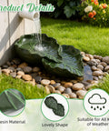 Dual Leaf Decorative Splash Block And Gutter Downspout Rain Diverter Extension For Lawn Patio Yard Garden Heavy Duty Weatherproof No Hassle Backyard Kickback To Shield Foundation Smooth Water Flow in green resin.