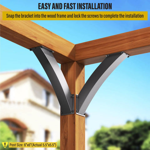 Heavy Duty 45 Degree Angle Post Bracket Kit For 4x4 Wood Beams One Piece Bending Design Quick Install Without Cutting Durable Steel Construction Perfect For Gazebos Pergolas Porches 4 Pack