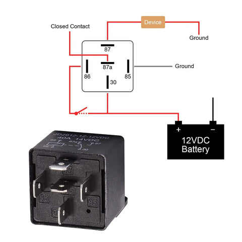Beefy 40 Amp SPDT 5 Pin Automotive Relay 12VDC Contactor Switch Pack For Trunk Pop Up Remote Start Lighting And More 2 Pack JD2912 1Z with wiring diagram