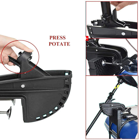 Beefy Built Electric Trolling Motor Bracket And Hinge Assembly For Outboard Stent With Nylon Body And Stainless Steel Hardware Fits Transom Up To Three Inches Thick And Six Inches Wide For Shaft Size One And One Eighth Inches