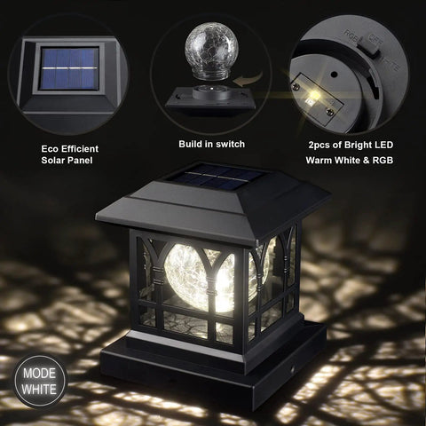 Go-To LED Post Cap Lights For Outdoor Wood Fence And Decks Fits 3.5 By 3.5 4 By 4 4.5 By 4.5 And 5 By 5 Posts with warm white light