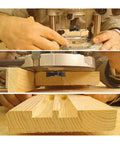 Four Wing CNC Spoilboard Surfacing Router Bit With Half Inch Shank in use on wood, demonstrating planing and milling process.