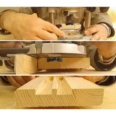 Four Wing CNC Spoilboard Surfacing Router Bit With Half Inch Shank in use on wood, demonstrating planing and milling process.