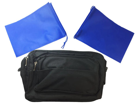 Windshield Repair Kit For DIY And Pros All In One Auto Glass Chip Repair Tools shown with black bag and blue pouches