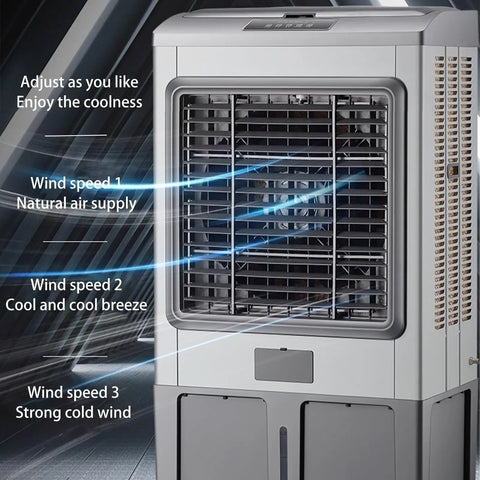 Portable Evaporative Swamp Cooler With Four Ice Cold Packs Three Whisper Quiet Fan Speeds And Sturdy Smooth Rollers for outdoor cooling