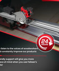 55 Inch Slick Aluminum Track Saw Guide Rail Hella Smooth Glide Setup with precision cutting saw attached for clean cuts.
