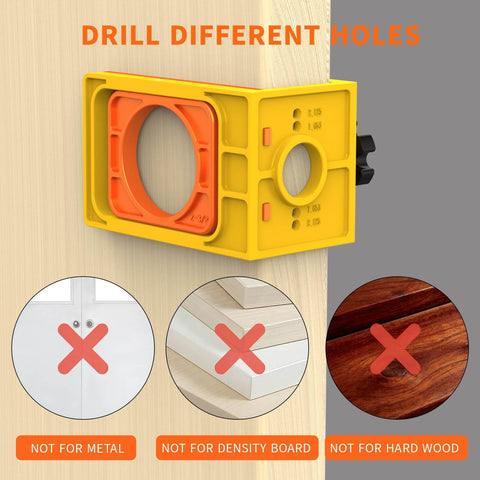 DIY Friendly Heavy Duty Wood Door Lock Installation Kit with C Clamp Jig Guide Template shown on wooden door