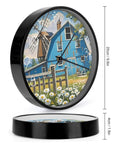 Dead Quiet Sweep Wall Clock With A Sweet Rural Blue Valley Warehouse Vibe Non Ticking Round Timepiece Battery Operated Design, 25cm