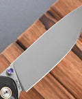 Close-up of Folding Knife With 14C28N Steel Blade And Carbon Fiber Handle for EDC use