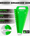 10-Piece Magnetic Socket And Wrench Organizer Set For 1/4, 3/8, 1/2 Inch Drives, Metric And SAE Sockets, 30 Slot Wrench Holder, green organizer