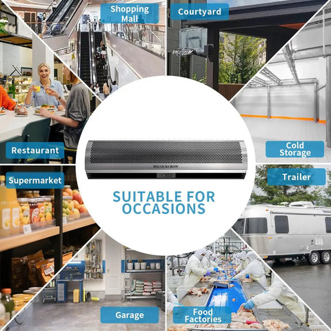 Solid As A Rock Sixty Inch Commercial Air Curtain Stainless Steel Build for busy restaurants, garages, and supermarkets.