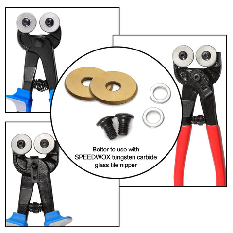 Top Shelf Replacement Cutting Wheel For Tile Cutters And Glass Nippers Built Tough High Strength Tungsten Carbide Scoring Blades Easy Swap Kit With Hardware And Hex Wrench with SPEEDWOX glass tile nippers and tungsten carbide wheels.