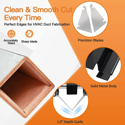 1.5 Inch V Cut Duct Board Cutter For HVAC Pros with heavy-duty steel frame and precision replaceable blades for V groove cuts