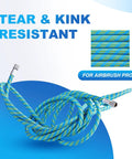 Premium Pro Grade 10 Foot Braided Airbrush Hose With US Quick Connect And One Eighth To One Quarter Inch Adapter Fits Iwata Badger Harder And Steenbeck And Other Mainstream Airbrushes, showing durable braided design.
