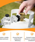 ArrogantF 2-stage propane regulator with soft-nose POL connection for 20–100 lb tanks, 3/8 NPT