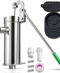 Stainless Steel Manual Well Pump For Home And Garden Water Suction Hand Pump Pitcher Pump For Wells Up To 26 Feet Durable Groundwater Pump With Easy Crank And Food Grade Safety alongside components set