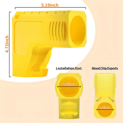 Table Saw Dust Collector Adapter For Gravity Powered Dust Collection With Easy Hook Attach DeWalt Compatible dimensions diagram