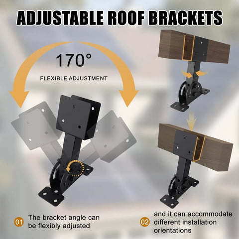 Heavy Duty 2x4 Roof Riser Brackets Kit Three Pack With Adjustable Angles Black Powder Coated Pergola Support Brackets For Patios Gazebos And Outdoor Pergolas Durable Roof Lift Brackets Built To Take Rain Or Shine