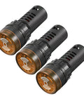 Three Yellow Indicator Light With Buzzer 12V AC DC, 22mm Panel Mount Flashing Alarm, front view