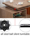 Polymorphic Computer Desk With Transformable Dual Workstation, Lacquered Steel Frame Legs, Easy Peasy Foldable Office Table, Built In Storage Shelves, Straight Up Game Changing Hustle Station, Sleek Black Finish with steel ball silent turntable