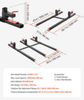 Beefy Clamp On Pallet Forks 60 Inch Long 2000 Lb Capacity For Tractors Loader Buckets And Skid Steers Adjustable Stabilizer Bar