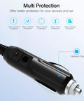DC Car Charger For ICOM Radios Replacement Quick Charge In Vehicle Power Adapter showing safety features and intelligent chip