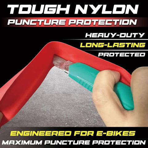 Fat Tire Rim Strips 2 Pack Nylon Tire Liner for Fat Bikes E Bikes and Mountain Bikes showing durability against cuts.