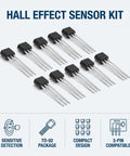 Top Shelf Black Hall Effect Sensors OH49E SS49E Model in TO-92 package for electronics builders and projects.