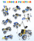 10 In 1 STEM Toys For Kids Ages 4 5 6 7 8 Build Kit With Electric Motor showing 10 model options, including excavator and crane.