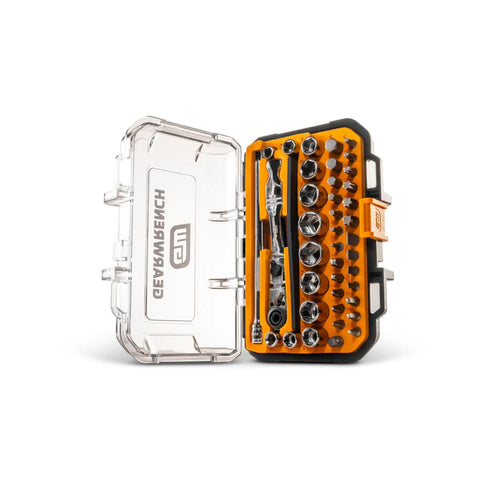 Stubby 41 Piece 1/4 Inch Drive Ratchet MicroDriver Set with 72-Tooth Slim Head in open case.