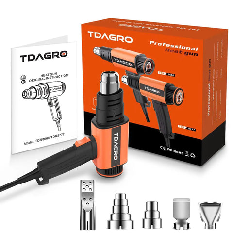Beast 1600W Heat Gun With Dual Temperature Settings 572F And 1112F 5 Nozzles Cordless Fast Heating for crafts and PVC wrapping