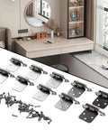 Complete All In One Set Of 10 Self Closing Overlay Flush Cabinet Hinges In Cold Rolled Steel With Polished Chrome Includes 50 Screws