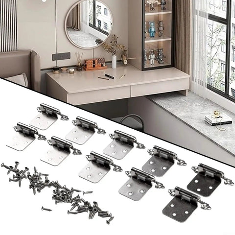 Complete All In One Set Of 10 Self Closing Overlay Flush Cabinet Hinges In Cold Rolled Steel With Polished Chrome Includes 50 Screws