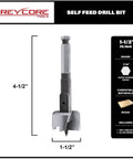 Self-Feed Drill Bit 3-Inch, 2-Cutter Wood Boring Bit with Aggressive Feed Screw, 7/16" Hex Shank, Pro-Grade Carpentry.