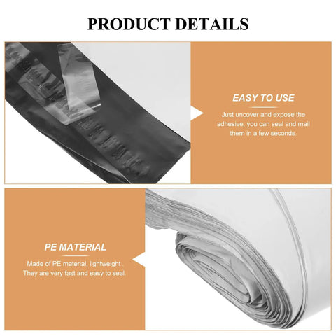 100 Pack White Poly Mailer Bags Thickened Lightweight Envelopes With Strong Adhesive Seal For Clothing Shipping Detail