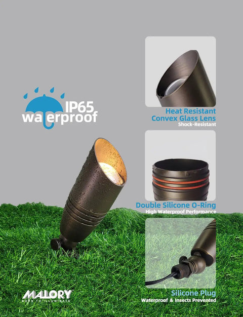 Brass Landscape Spotlight 4-Pack With Bulb Kit Dope Outdoor Uplights featuring IP65 waterproof design on grassy surface