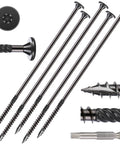 Tough as Nails 8-Inch Size 14 Heavy-Duty Wood Screws Star Drive with T30 head, rust-resistant black carbon steel for outdoor use.