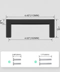 102mm Center To Center Matte Black Stainless Steel Cabinet Handles Pack Of 10 with screws shown for installation.