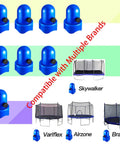 1.5 Inch Trampoline Enclosure Pole Caps With Screw Thumb For Net Hook Replacement Kit, 8 Piece Blue Set, Fits Skywalker Bravo