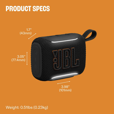 Palm Sized Ultra Portable Waterproof And Drop Proof Bluetooth Speaker With Deep Bass, Ambient Edge Lighting, shown with dimensions