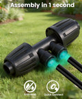 Quick connect fittings of 250 Ft Drip Irrigation Kit With Half Inch Tubing And Quarter Inch Dripline Plus Quick Connect Fittings