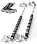 20 Inch Heavy Duty Gas Struts 22 Pound Smooth Ride Lift Supports With Rugged Steel Mounting Brackets displayed beside a lifted RV bed.