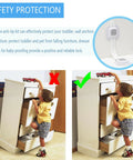 Upgraded No Drill Furniture Wall Anchors For Baby Proofing And Child Safety in use preventing furniture tip-over, 4 Pack shown