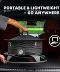 24 Inch Portable Propane Fire Pit With Grill, 60,000 BTU Smokeless Outdoor Gas Firepit being loaded into car